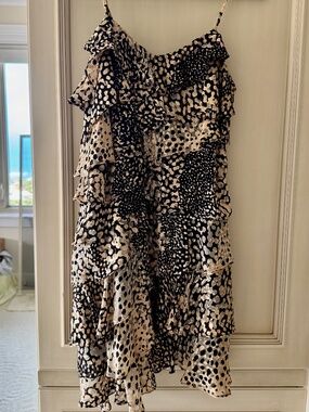 Rachel Zoe Animal Print Flirty Ruffle Dress Sz 4